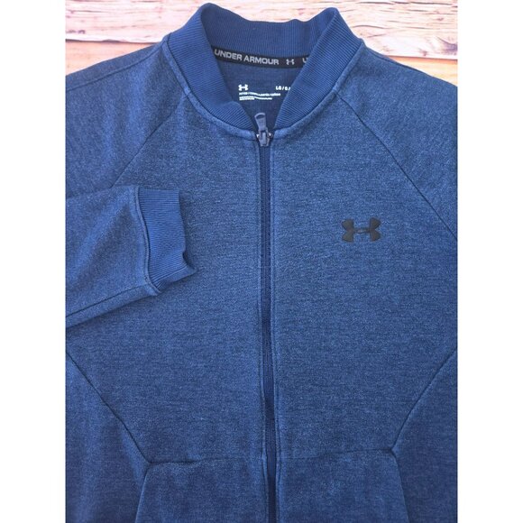 Under Armour Mens Blue Fitted Full-Zip Jacket Large - Baseball Collar - Picture 3 of 8